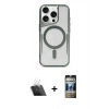 MARSİLYAN™- iPhone 11 Pro Max Kılıf Yadigar Klasik Özel Seri - Siyah 34D Hayalet Izgaralı Cam + Şeffaf Kamera Lens Koruma Cam
