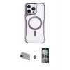 MARSİLYAN™- iPhone 11 Pro Max Kılıf Yadigar Klasik Özel Seri - Siyah 34D Hayalet Izgaralı Cam + Yeşil Rainbow Kamera Lens Koruma Cam