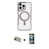 MARSİLYAN™- iPhone 11 Pro Max Kılıf Yadigar Klasik Özel Seri - Siyah 34D Hayalet Izgaralı Cam + Yeşil Rainbow Kamera Lens Koruma Cam