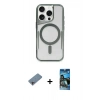 MARSİLYAN™- iPhone 11 Pro Max Kılıf Yadigar Klasik Özel Seri - Siyah 34D Izgaralı Cam + Gökkuşağı Shine Kamera Lens Koruma Cam