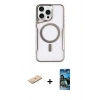 MARSİLYAN™- iPhone 11 Pro Max Kılıf Yadigar Klasik Özel Seri - Siyah 34D Izgaralı Cam + Renkli Kamera Lens Koruma Cam - MI
