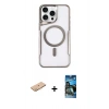 MARSİLYAN™- iPhone 11 Pro Max Kılıf Yadigar Klasik Özel Seri - Siyah 34D Izgaralı Cam + Renkli Kamera Lens Koruma Cam - TU