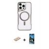 MARSİLYAN™- iPhone 11 Pro Max Kılıf Yadigar Klasik Özel Seri - Siyah 34D Izgaralı Cam + Renkli Kamera Lens Koruma Cam - SI