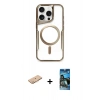 MARSİLYAN™- iPhone 11 Pro Max Kılıf Yadigar Klasik Özel Seri - Siyah 34D Izgaralı Cam + Renkli Kamera Lens Koruma Cam - TU