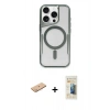 MARSİLYAN™- iPhone 11 Pro Max Kılıf Yadigar Klasik Özel Seri - Siyah 6D Mat Seramik Hayalet Nano Ekran Koruyucu + Pembe Renkli Kamera Lens Koruma Cam