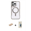 MARSİLYAN™- iPhone 11 Pro Max Kılıf Yadigar Klasik Özel Seri - Siyah 6D Mat Seramik Hayalet Nano Ekran Koruyucu + Pembe Renkli Kamera Lens Koruma Cam