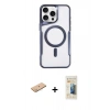 MARSİLYAN™- iPhone 11 Pro Max Kılıf Yadigar Klasik Özel Seri - Siyah 6D Mat Seramik Hayalet Nano Ekran Koruyucu + Pembe Renkli Kamera Lens Koruma Cam