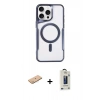 MARSİLYAN™- iPhone 11 Pro Max Kılıf Yadigar Klasik Özel Seri - Siyah Bilvis Hayalet Cam Ekran Koruyucu + Pembe Renkli Kamera Lens Koruma Cam