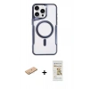 MARSİLYAN™- iPhone 11 Pro Max Kılıf Yadigar Klasik Özel Seri - Siyah Mat Seramik Nano Ekran Koruyucu + Renkli Kamera Lens Koruma Cam - PE