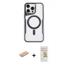 MARSİLYAN™- iPhone 11 Pro Max Kılıf Yadigar Klasik Özel Seri - Siyah Mat Seramik Nano Ekran Koruyucu + Renkli Kamera Lens Koruma Cam - PE