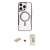 MARSİLYAN™- iPhone 11 Pro Max Kılıf Yadigar Klasik Özel Seri - Siyah Mat Seramik Nano Ekran Koruyucu + Renkli Kamera Lens Koruma Cam - PE
