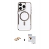MARSİLYAN™- iPhone 11 Pro Max Kılıf Yadigar Klasik Özel Seri - Siyah Seramik Nano Ekran Koruyucu + Mavi Renkli Kamera Lens Koruma Cam