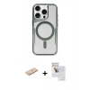 MARSİLYAN™- iPhone 11 Pro Max Kılıf Yadigar Klasik Özel Seri - Siyah Seramik Nano Ekran Koruyucu + Mavi Renkli Kamera Lens Koruma Cam