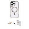 MARSİLYAN™- iPhone 11 Pro Max Kılıf Yadigar Klasik Özel Seri - Siyah Seramik Nano Ekran Koruyucu + Mavi Renkli Kamera Lens Koruma Cam