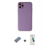 MARSİLYAN™- iPhone 11 Pro Max Kılıf Yadigar Klasik - Şeffaf Pasifik Cam Ekran Koruyucu + Gümüş Shine Kamera Lens Koruma Cam