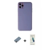 MARSİLYAN™- iPhone 11 Pro Max Kılıf Yadigar Klasik - Şeffaf Pasifik Cam Ekran Koruyucu + Mor Metal Kamera Lens Koruma Cam