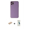 MARSİLYAN™- iPhone 11 Pro Max Kılıf Yadigar Klasik - Şeffaf Pasifik Cam Ekran Koruyucu + Turuncu Renkli Kamera Lens Koruma Cam