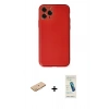 MARSİLYAN™- iPhone 11 Pro Max Kılıf Yadigar Klasik - Şeffaf Pasifik Cam Ekran Koruyucu + Turuncu Renkli Kamera Lens Koruma Cam