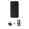 MARSİLYAN™- iPhone 11 Pro Max Kılıf Yadigar Klasik - Siyah 34D Hayalet Izgaralı Cam + Kamera Lens Koruma Cam - SF