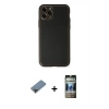 MARSİLYAN™- iPhone 11 Pro Max Kılıf Yadigar Klasik - Siyah 34D Hayalet Izgaralı Cam + Metal Kamera Lens Koruma Cam - SH