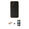 MARSİLYAN™- iPhone 11 Pro Max Kılıf Yadigar Klasik - Siyah 34D Hayalet Izgaralı Cam + Renkli Kamera Lens Koruma Cam - PE