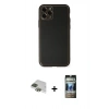 MARSİLYAN™- iPhone 11 Pro Max Kılıf Yadigar Klasik - Siyah 34D Hayalet Izgaralı Cam + Pers Alüminyum Kamera Lens - YL