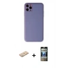 MARSİLYAN™- iPhone 11 Pro Max Kılıf Yadigar Klasik - Siyah 34D Hayalet Izgaralı Cam + Renkli Kamera Lens Koruma Cam - YL
