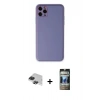 MARSİLYAN™- iPhone 11 Pro Max Kılıf Yadigar Klasik - Siyah 34D Hayalet Izgaralı Cam + Pers Alüminyum Kamera Lens - SH