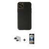MARSİLYAN™- iPhone 11 Pro Max Kılıf Yadigar Klasik - Siyah 34D Hayalet Izgaralı Cam + Pers Alüminyum Kamera Lens - SH