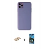 MARSİLYAN™- iPhone 11 Pro Max Kılıf Yadigar Klasik - Siyah 34D Izgaralı Cam + Renkli Kamera Lens Koruma Cam - SI
