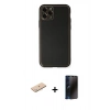 MARSİLYAN™- iPhone 11 Pro Max Kılıf Yadigar Klasik - Siyah 3D Antistatik Hayalet Cam Ekran Koruyucu + Renkli Kamera Lens Koruma Cam - MI