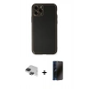 MARSİLYAN™- iPhone 11 Pro Max Kılıf Yadigar Klasik - Siyah 3D Antistatik Hayalet Cam Ekran Koruyucu + Pers Alüminyum Kamera Lens - SH