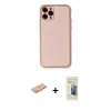 MARSİLYAN™- iPhone 11 Pro Max Kılıf Yadigar Klasik - Siyah 6D Mat Seramik Hayalet Nano Ekran Koruyucu + Pembe Renkli Kamera Lens Koruma Cam