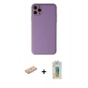 MARSİLYAN™- iPhone 11 Pro Max Kılıf Yadigar Klasik - Siyah Polymer Nano Ekran Koruyucu + Renkli Kamera Lens Koruma Cam - PE