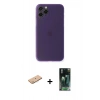 MARSİLYAN™- iPhone 11 Pro Max Kılıf Yadigar Yansıma Serisi - Şeffaf 360 Full Body Arka Koruyucu + Renkli Kamera Lens Koruma Cam - PE
