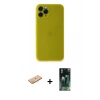 MARSİLYAN™- iPhone 11 Pro Max Kılıf Yadigar Yansıma Serisi - Şeffaf 360 Full Body Arka Koruyucu + Renkli Kamera Lens Koruma Cam - PE