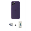 MARSİLYAN™- iPhone 11 Pro Max Kılıf Yadigar Yansıma Serisi - Şeffaf Pasifik Cam Ekran Koruyucu + Lacivert Pers Alüminyum Kamera Lens