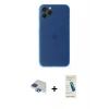 MARSİLYAN™- iPhone 11 Pro Max Kılıf Yadigar Yansıma Serisi - Şeffaf Pasifik Cam Ekran Koruyucu + Lacivert Pers Alüminyum Kamera Lens