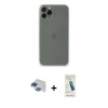 MARSİLYAN™- iPhone 11 Pro Max Kılıf Yadigar Yansıma Serisi - Şeffaf Pasifik Cam Ekran Koruyucu + Lacivert Pers Alüminyum Kamera Lens