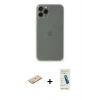 MARSİLYAN™- iPhone 11 Pro Max Kılıf Yadigar Yansıma Serisi - Şeffaf Pasifik Cam Ekran Koruyucu + Yeşil Renkli Kamera Lens Koruma Cam