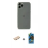 MARSİLYAN™- iPhone 11 Pro Max Kılıf Yadigar Yansıma Serisi - Siyah 18D Cam Ekran Koruyucu + Mavi Renkli Kamera Lens Koruma Cam