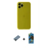 MARSİLYAN™- iPhone 11 Pro Max Kılıf Yadigar Yansıma Serisi - Siyah 18D Cam Ekran Koruyucu + Metal Kamera Lens Koruma Cam - SH
