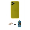 MARSİLYAN™- iPhone 11 Pro Max Kılıf Yadigar Yansıma Serisi - Siyah 18D Cam Ekran Koruyucu + Renkli Kamera Lens Koruma Cam - YL