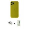 MARSİLYAN™- iPhone 11 Pro Max Kılıf Yadigar Yansıma Serisi - Siyah 20D Premium Cam Ekran Koruyucu + Pers Alüminyum Kamera Lens - YL