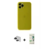 MARSİLYAN™- iPhone 11 Pro Max Kılıf Yadigar Yansıma Serisi - Siyah 20D Premium Cam Ekran Koruyucu + Pers Alüminyum Kamera Lens - SH