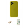 MARSİLYAN™- iPhone 11 Pro Max Kılıf Yadigar Yansıma Serisi - Siyah 20D Premium Cam Ekran Koruyucu + Renkli Kamera Lens Koruma Cam - SI