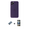 MARSİLYAN™- iPhone 11 Pro Max Kılıf Yadigar Yansıma Serisi - Siyah 34D Hayalet Izgaralı Cam + Mavi Metal Kamera Lens Koruma Cam