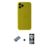 MARSİLYAN™- iPhone 11 Pro Max Kılıf Yadigar Yansıma Serisi - Siyah 34D Hayalet Izgaralı Cam + Metal Kamera Lens Koruma Cam - GS