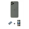 MARSİLYAN™- iPhone 11 Pro Max Kılıf Yadigar Yansıma Serisi - Siyah 34D Hayalet Izgaralı Cam + Metal Kamera Lens Koruma Cam - GS