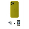 MARSİLYAN™- iPhone 11 Pro Max Kılıf Yadigar Yansıma Serisi - Siyah 34D Hayalet Izgaralı Cam + Pers Alüminyum Kamera Lens - LT